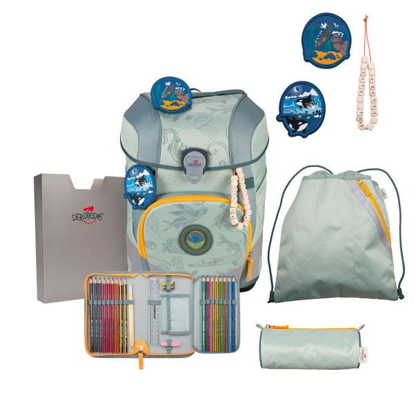 DerDieDas ErgoFlex Tiny ECO Schulranzen-Set Grey Planet 5tlg.