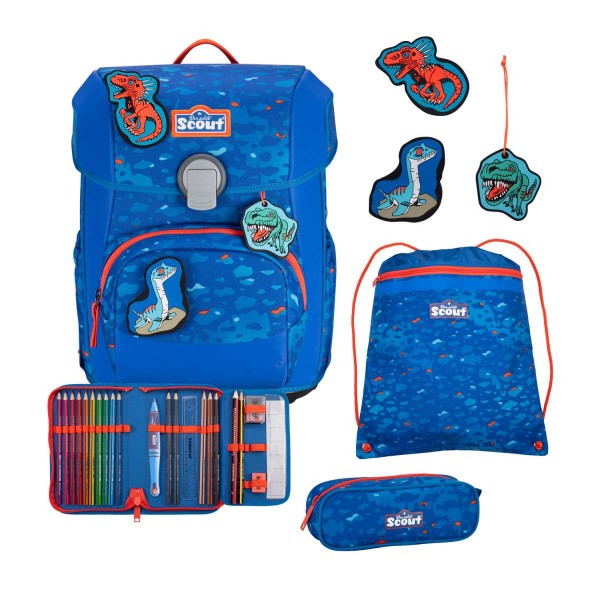 Scout Neo Superflash Schulranzenset 4tlg. Blue Dino