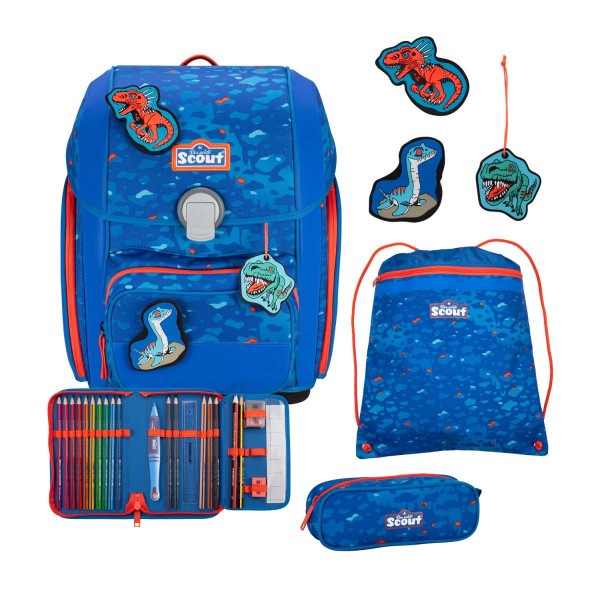 Scout Genius Superflash Schulranzen-Set 4tlg. Blue Dino