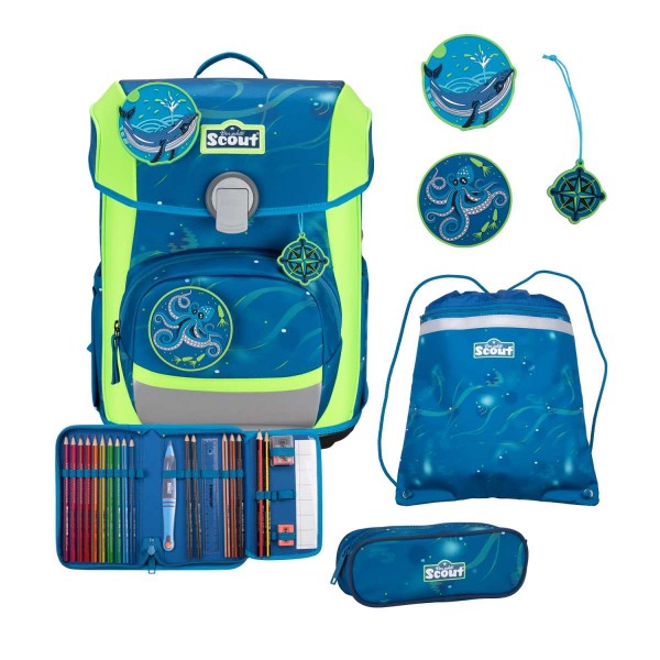 Scout Neo DIN Schulranzenset 4tlg. Deep Sea